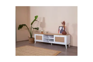 TV-bänk Jatinder Vit / Ek - Natur/Vit - Möbler - TV- & Mediamöbler - TV bänk & mediabänk