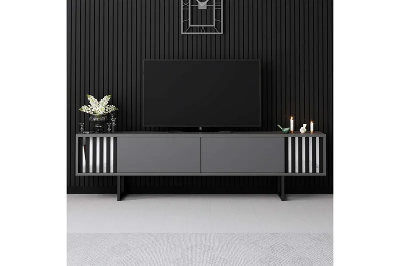 TV-bänk Jeval Antracit / Svart - Antracit / Svart - Möbler - TV- & Mediamöbler - TV bänk & mediabänk