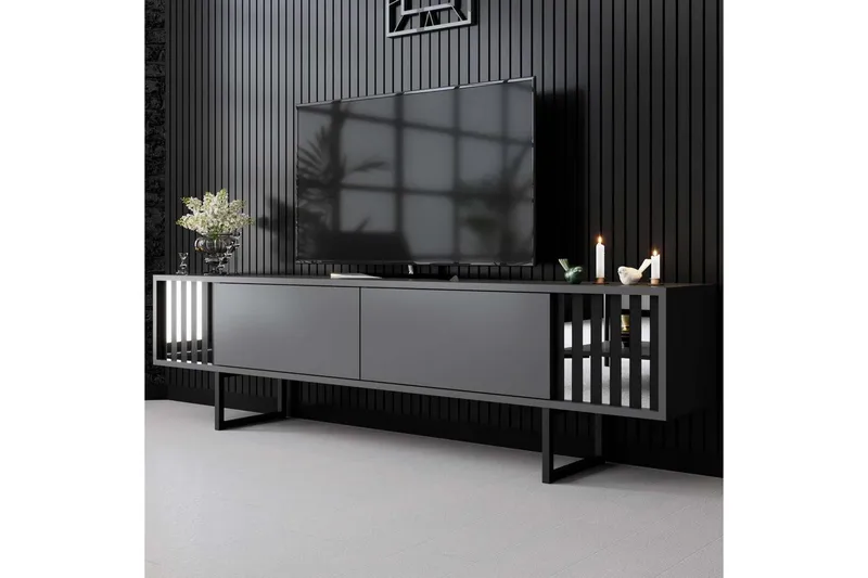 TV-bänk Jeval Antracit / Svart - Antracit / Svart - Möbler - TV- & Mediamöbler - TV bänk & mediabänk