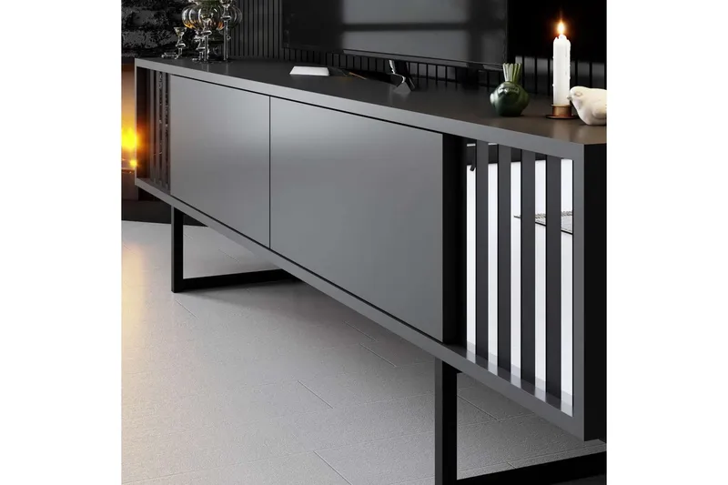 TV-bänk Jeval Antracit / Svart - Antracit / Svart - Möbler - TV- & Mediamöbler - TV bänk & mediabänk