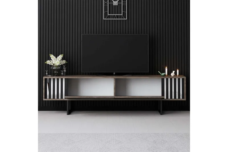 TV-bänk Jeval Valnöt / Svart - Valnöt / Svart - Möbler - TV- & Mediamöbler - TV bänk & mediabänk