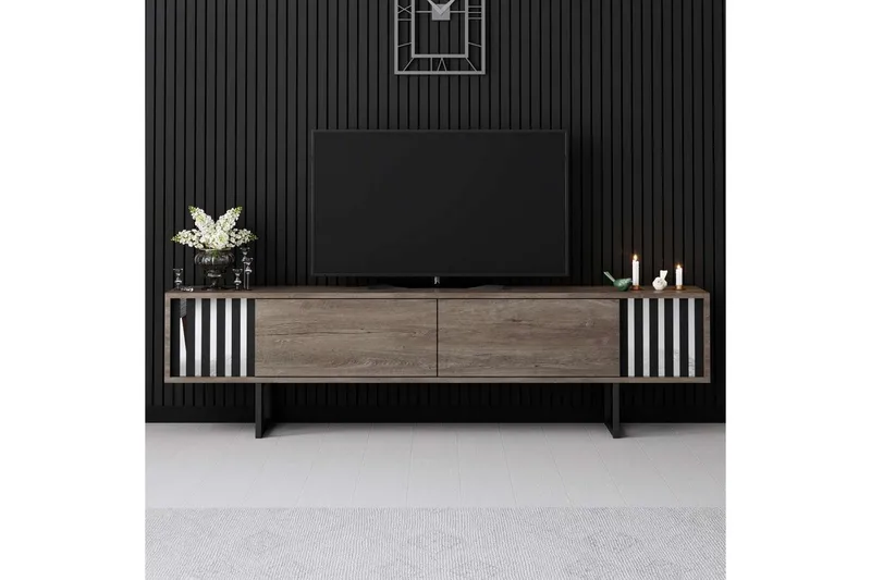 TV-bänk Jeval Valnöt / Svart - Valnöt / Svart - Möbler - TV- & Mediamöbler - TV bänk & mediabänk