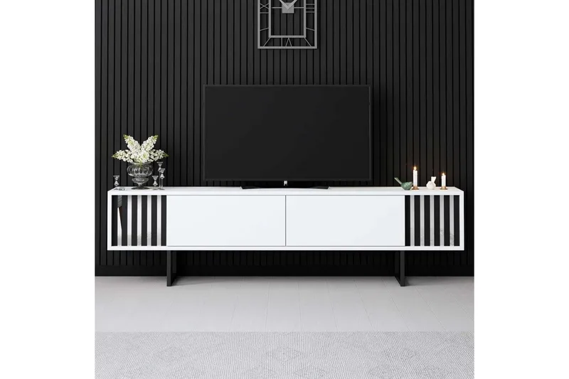 TV-bänk Jeval Vit / Svart - Vit / Svart - Möbler - TV- & Mediamöbler - TV bänk & mediabänk