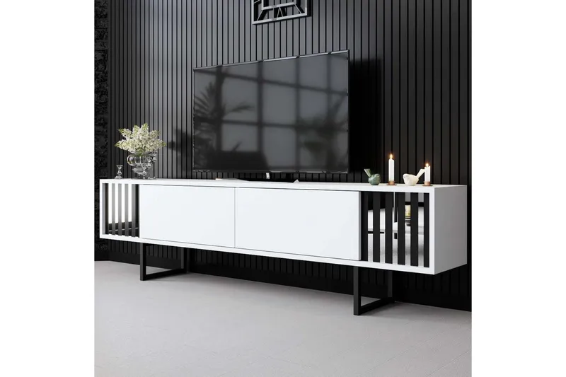 TV-bänk Jeval Vit / Svart - Vit / Svart - Möbler - TV- & Mediamöbler - TV bänk & mediabänk