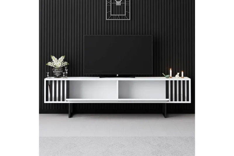 TV-bänk Jeval Vit / Svart - Vit / Svart - Möbler - TV- & Mediamöbler - TV bänk & mediabänk