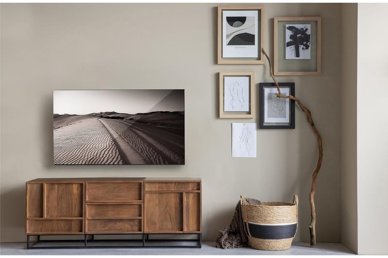 Tv-bänk Khabra 140 cm - Mangoträ/Beige - TV bänk & mediabänk