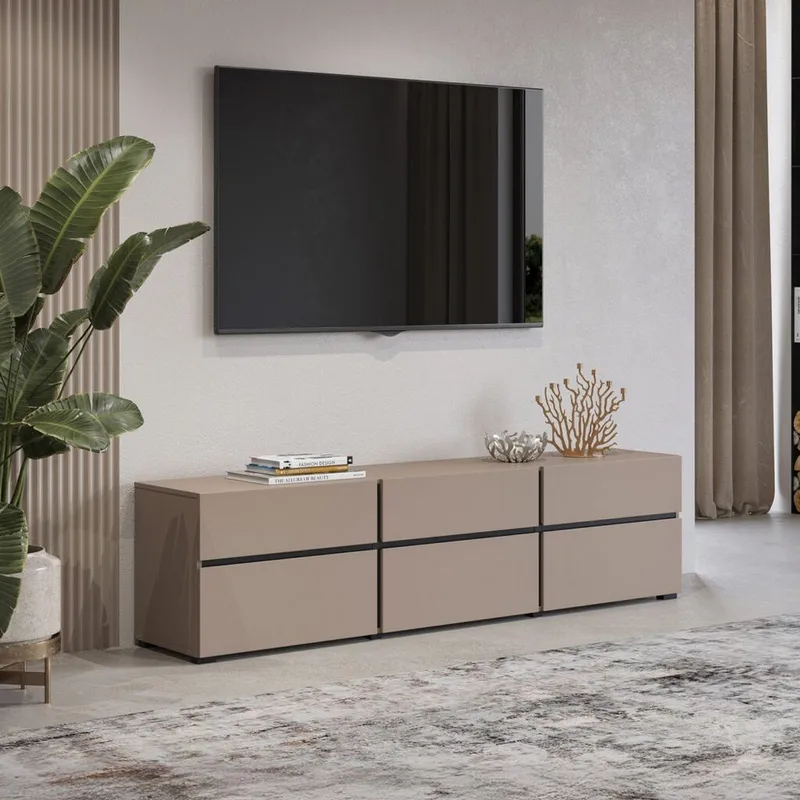 Tv-bänk Kors 3 luckor med 3 lådor - Kongo - Svart - Möbler - TV- & Mediamöbler - TV bänk & mediabänk