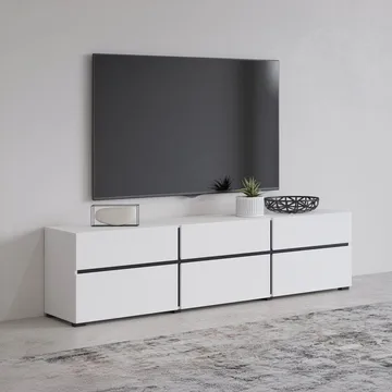 Tv-bänk Kors 3 luckor med 3 lådor - Vit - Svart - Möbler - TV- & Mediamöbler - TV bänk & mediabänk