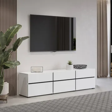 Tv-bänk Kors 3 luckor med 3 lådor - Vit - Svart - Möbler - TV- & Mediamöbler - TV bänk & mediabänk