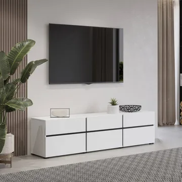Tv-bänk Kors 3 luckor med 3 lådor - Vit - Svart - Möbler - TV- & Mediamöbler - TV bänk & mediabänk