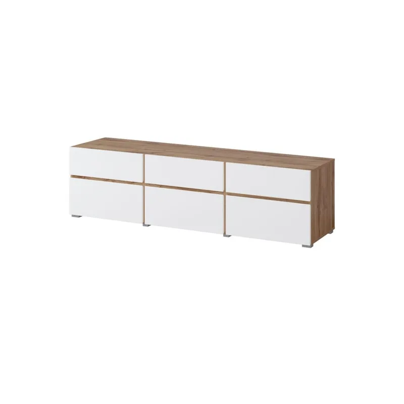 Tv-bänk Kors 3 luckor med 3 lådor, Vit