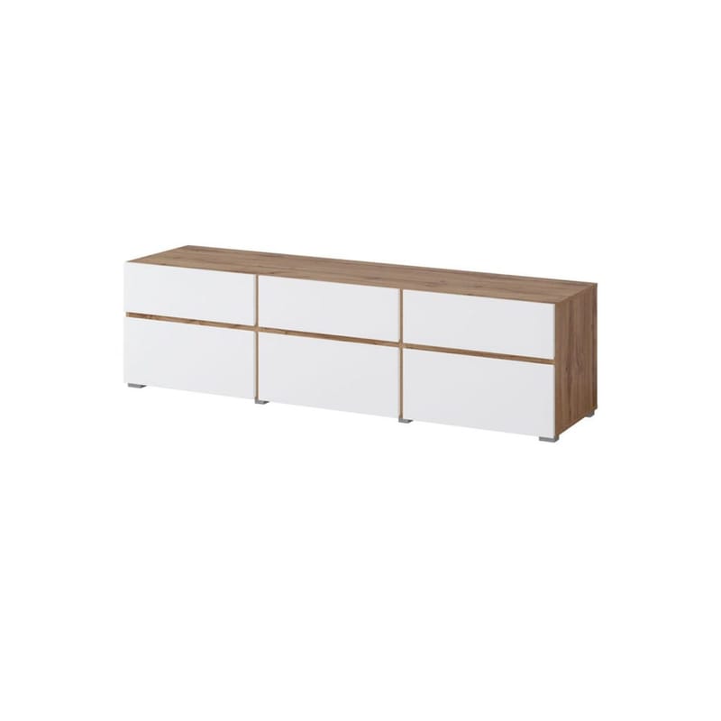 Tv-bänk Kors 3 luckor med 3 lådor, Vit