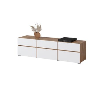 Tv-bänk Kors 3 luckor med 3 lådor - Vit - Möbler - TV- & Mediamöbler - TV bänk & mediabänk