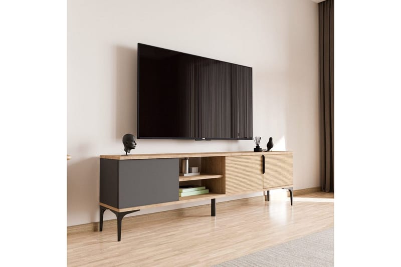 TV-bänk Kunar Antracit / Ek - Antracit / Ek - Möbler - TV- & Mediamöbler - TV bänk & mediabänk