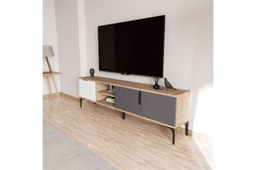 TV-bänk Kunar Vit / Antracit / Ek - Vit / Antracit / Ek - Möbler - TV- & Mediamöbler - TV bänk & mediabänk