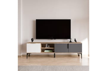 TV-bänk Kunar Vit / Antracit / Ek - Vit / Antracit / Ek - Möbler - TV- & Mediamöbler - TV bänk & mediabänk