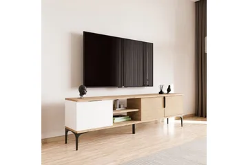 TV-bänk Kunar Vit / Ek - Vit / Ek - Möbler - TV- & Mediamöbler - TV bänk & mediabänk