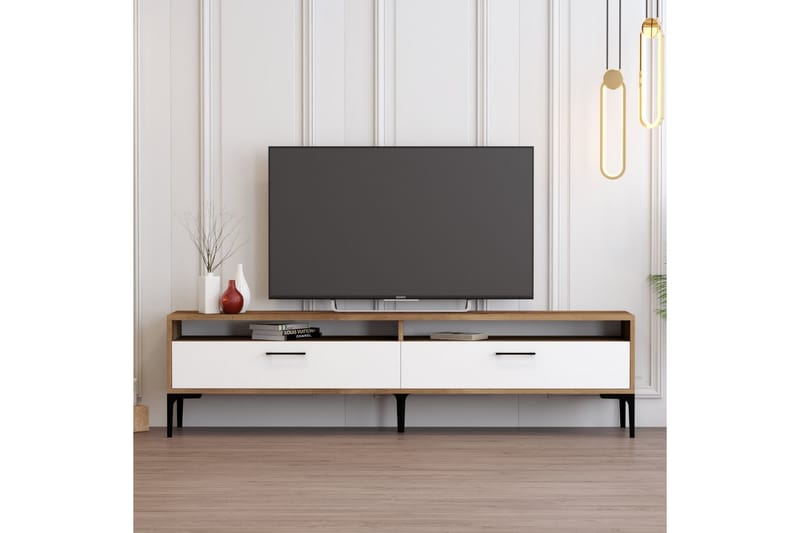 Tv-bänk Laggartorp 180 cm - Valnöt/Vit - Möbler - TV- & Mediamöbler - TV bänk & mediabänk