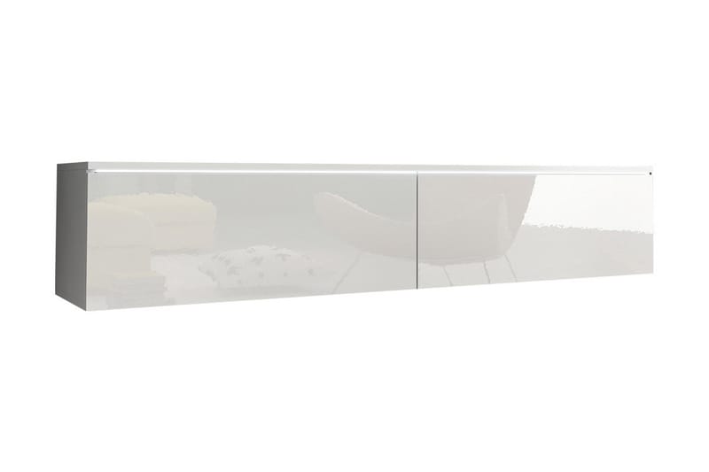 TV-bänk Lourmais 140 cm LED-belysning - Vit/Vit LED - TV-skåp