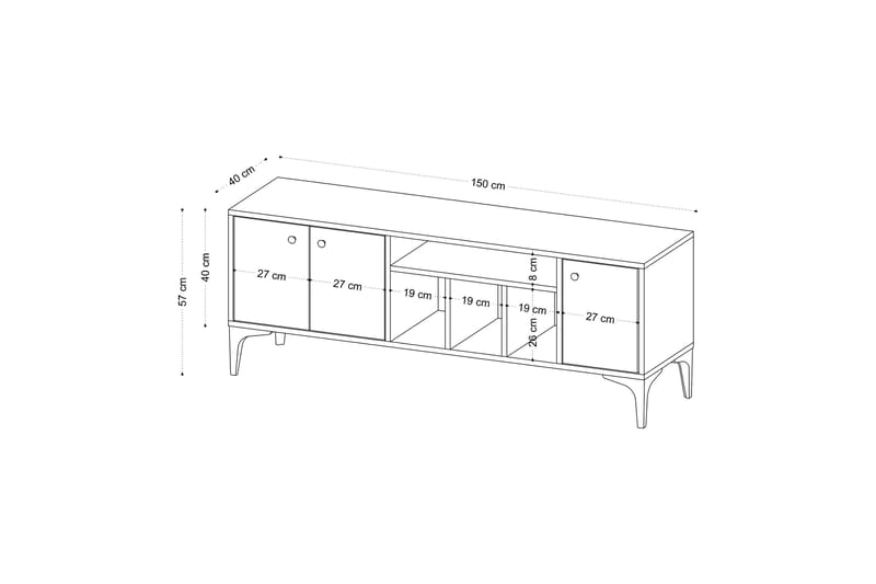 Tv-bänk Luna 150x40 cm Brun - Hanah Home - Möbler - TV- & Mediamöbler - TV bänk & mediabänk