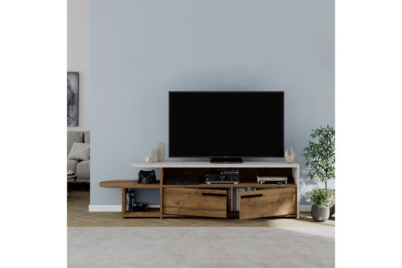 Tv-bänk Lyra 167x33 cm Blå/Brun - Hanah Home - Möbler - TV- & Mediamöbler - TV bänk & mediabänk