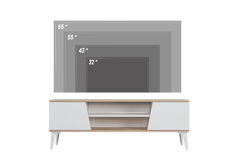 Tv-bänk Marelli 150x35 cm Brun/Vit - Hanah Home - TV bänk & mediabänk