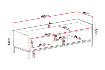 Tv-bänk Mariestad 180 cm - Vit - Möbler - TV- & Mediamöbler - TV bänk & mediabänk