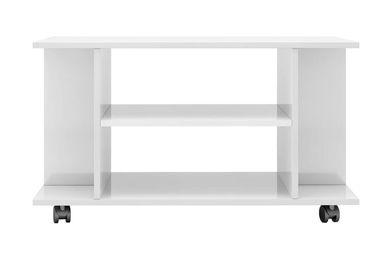 TV-bänk med hjul högglans vit 80x40x40 cm spånskiva - Vit högglans - TV bänk & mediabänk