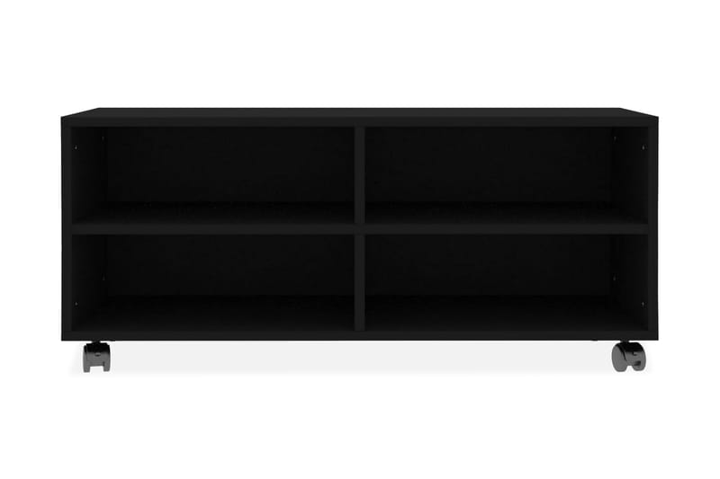 TV-bänk med hjul svart 90x35x35 cm spånskiva - Svart - TV bänk & mediabänk