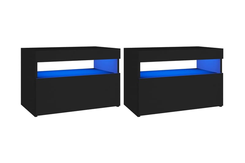 TV-bänk med LED-belysning 2 delar svart 60x35x40 cm - Svart - TV bänk & mediabänk