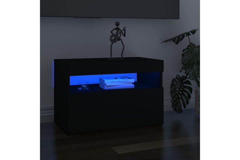 TV-bänk med LED-belysning 2 delar svart 60x35x40 cm - Svart - TV bänk & mediabänk