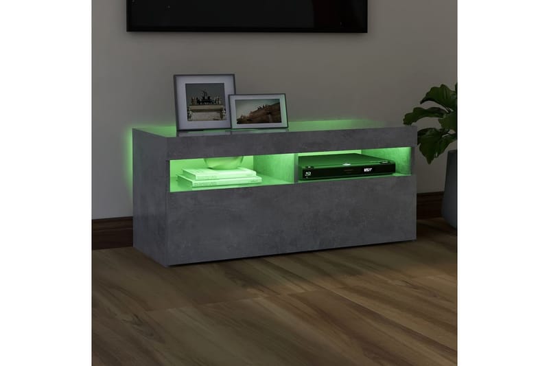 TV-bänk med LED-belysning betonggrå 90x35x40 cm - Grå - TV bänk & mediabänk