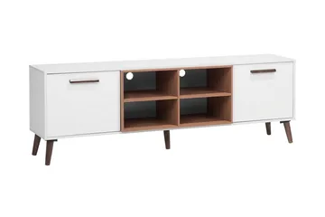 Alloa Golvstående TV Bänk 180 cm med Förvaring i Ljust Trä - Vit - Möbler - TV- & Mediamöbler - TV bänk & mediabänk