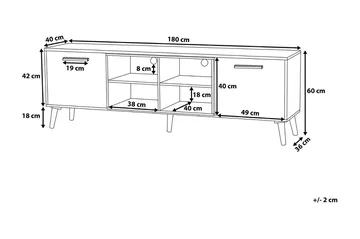Alloa Golvstående TV Bänk 180 cm med Förvaring i Ljust Trä - Vit - Möbler - TV- & Mediamöbler - TV bänk & mediabänk