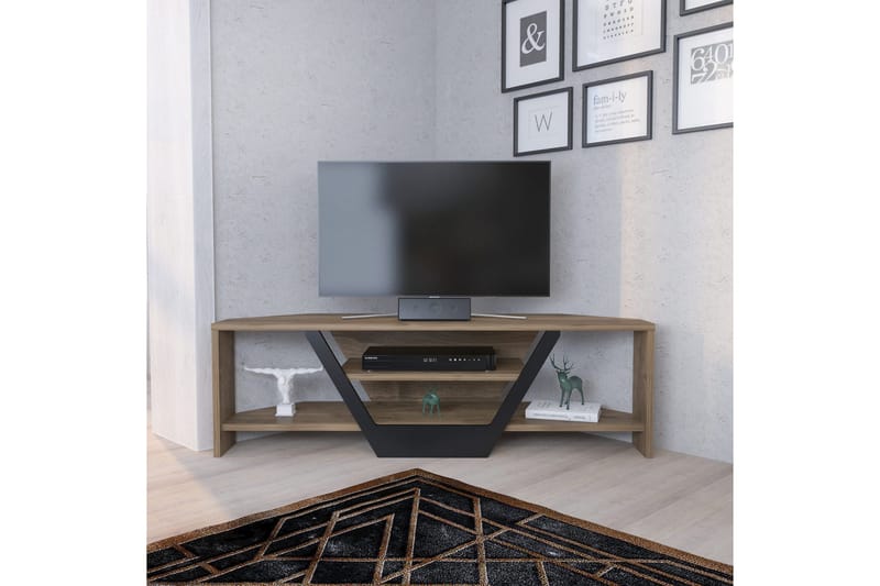 Andifli Golvstående Tv Bänk 120 cm med Förvaring i Valnöt - Brun - Möbler - TV- & Mediamöbler - TV bänk & mediabänk