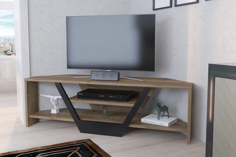 Andifli Golvstående Tv Bänk 120 cm med Förvaring i Valnöt - Brun - Möbler - TV- & Mediamöbler - TV bänk & mediabänk