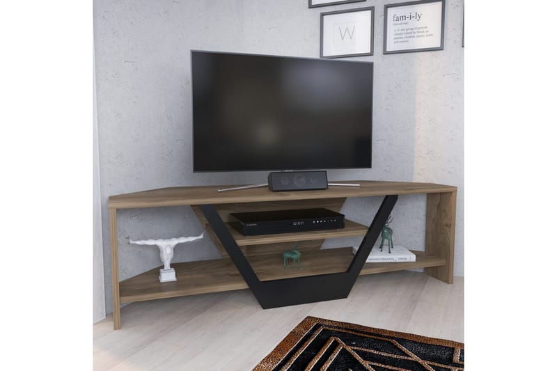 Andifli Golvstående Tv Bänk 120 cm med Förvaring i Valnöt - Brun - Möbler - TV- & Mediamöbler - TV bänk & mediabänk