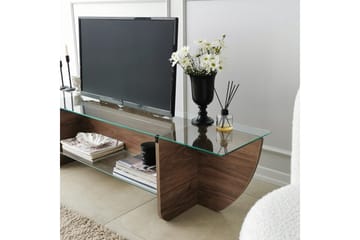 Andifli Golvstående TV-bänk 158 cm med Förvaring i Trä med Glasskiva - Brun - Möbler - TV- & Mediamöbler - TV bänk & mediabänk