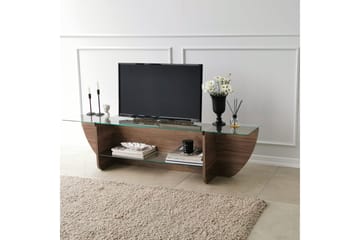 Andifli Golvstående TV-bänk 158 cm med Förvaring i Trä med Glasskiva - Brun - Möbler - TV- & Mediamöbler - TV bänk & mediabänk