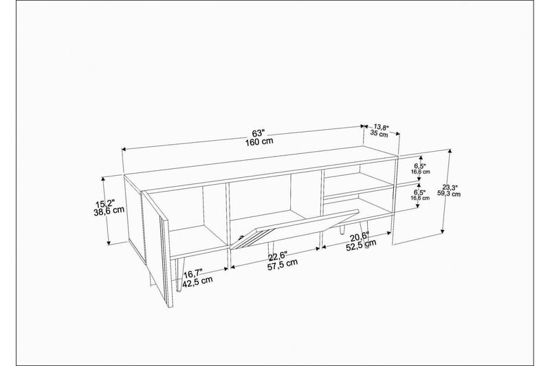 Andifli Golvstående TV-bänk 160 cm med Förvaring i Ek - Beige - Möbler - TV- & Mediamöbler - TV bänk & mediabänk