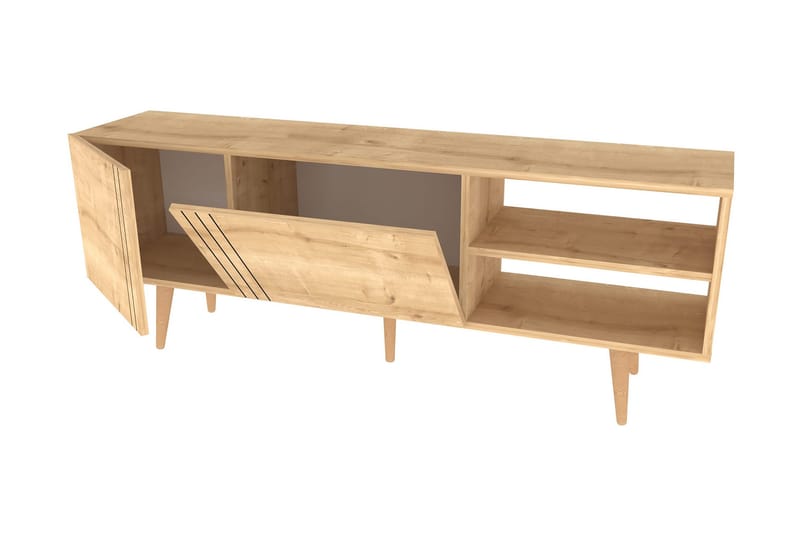 Andifli Golvstående TV-bänk 160 cm med Förvaring i Ek - Beige - Möbler - TV- & Mediamöbler - TV bänk & mediabänk