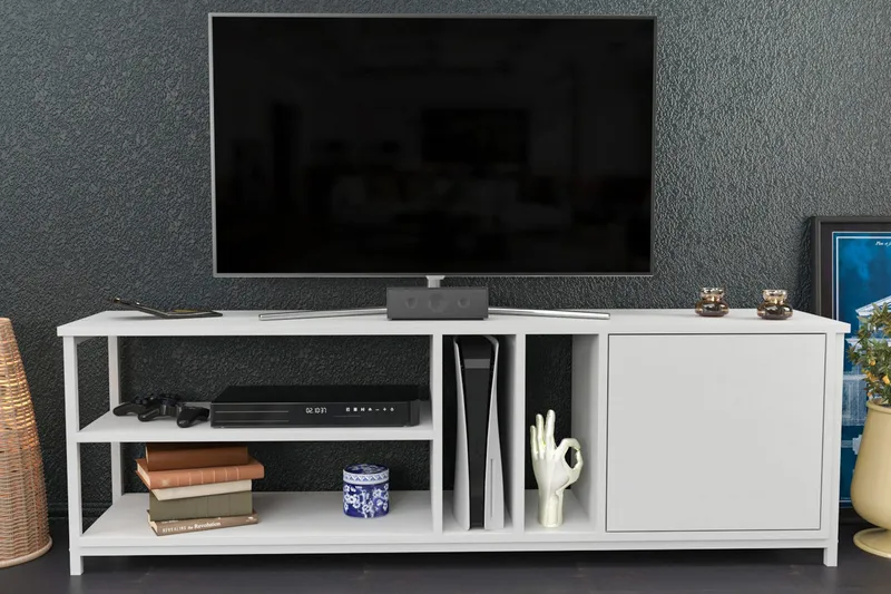 Andifli Tv-bänk 140x50,8 cm - Vit - Möbler - TV- & Mediamöbler - TV bänk & mediabänk