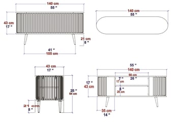 Andifli Tv-bänk 140x64 cm - Brun - Möbler - TV- & Mediamöbler - TV bänk & mediabänk