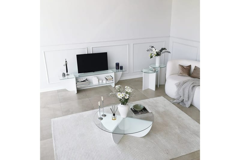 Andifli Tv-bänk 158x40 cm - Vit - Möbler - TV- & Mediamöbler - TV bänk & mediabänk