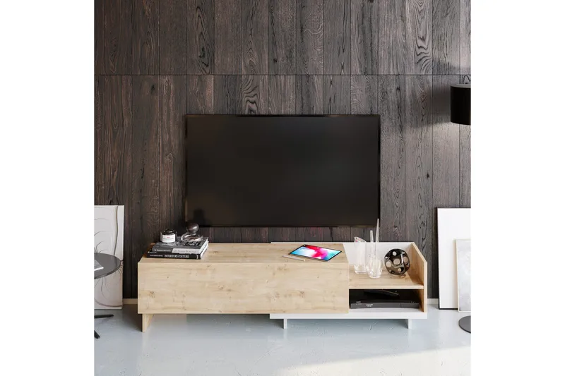 Andifli Tv-bänk 165x41 cm med Förvaring i Trä, Beige