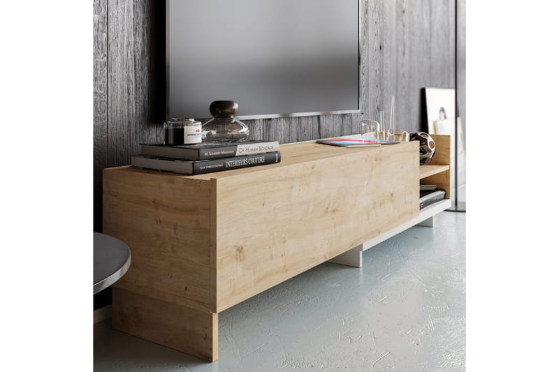 Andifli Tv-bänk 165x41 cm med Förvaring i Trä - Beige - Möbler - TV- & Mediamöbler - TV bänk & mediabänk