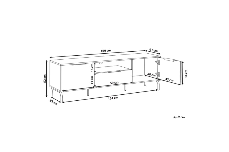 Arkley TV-bänk 160x41 cm - Svart/Ljusbrun - Möbler - TV- & Mediamöbler - TV bänk & mediabänk