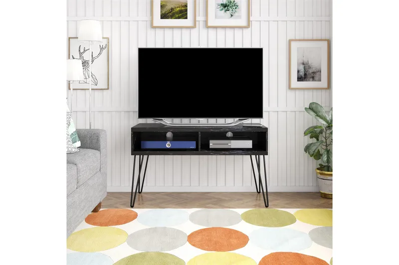 Athena Tv-bänk 107x50 cm Svart/Marmormönster - Novogratz - Möbler - TV- & Mediamöbler - TV bänk & mediabänk