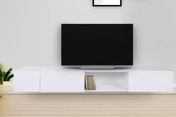 Bawinkel Vägghängd Tv-bänk 180 cm med Förvaring i Målat Trä - Vit - Möbler - TV- & Mediamöbler - TV bänk & mediabänk