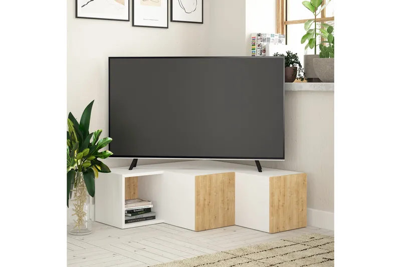 Bodsjö TV-Bänk 92 cm - Vit/Brun - Möbler - TV- & Mediamöbler - TV bänk & mediabänk